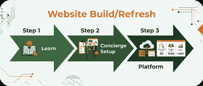 Website Build/Refresh — Learn, Concierge Setup, Platform